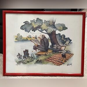 Unique Vintage Art with Red Frame